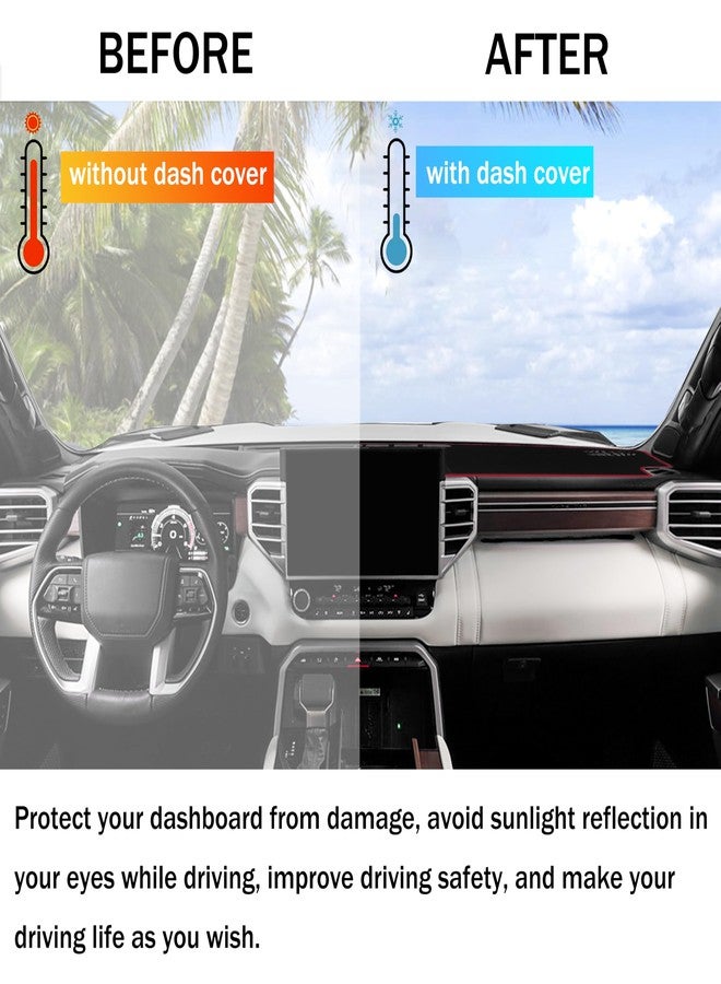 SENSHINE Dash Cover for Tundra Accessories 2022 2023 2024 2025 2026 Dashboard Cover Anti-Slip Center Console Dash Mat Protector Sunshade Pad No Glare for Tundra, Red Trim - Image 5